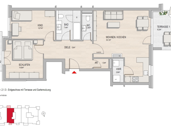 Grundriss Hochheim, Massenheimer Landstraße 14b, Whg. 2.1.3