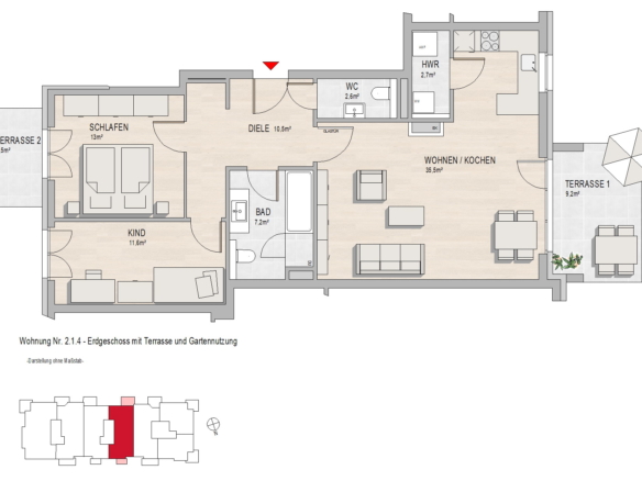 Grundriss Hochheim, Massenheimer Landstraße 14b, Whg. 2.1.4