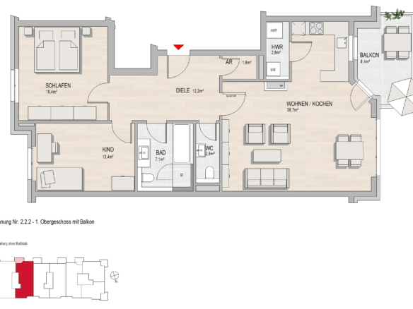 Grundriss Hochheim, Massenheimer Landstraße 14c, Whg. 2.2.2