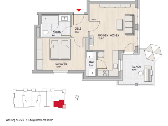 Grundriss Hochheim, Massenheimer Landstraße 14a, Whg. 2.2.7
