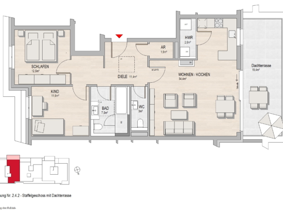 Grundriss Hochheim, Massenheimer Landstraße 14c, Whg. 2.4.2