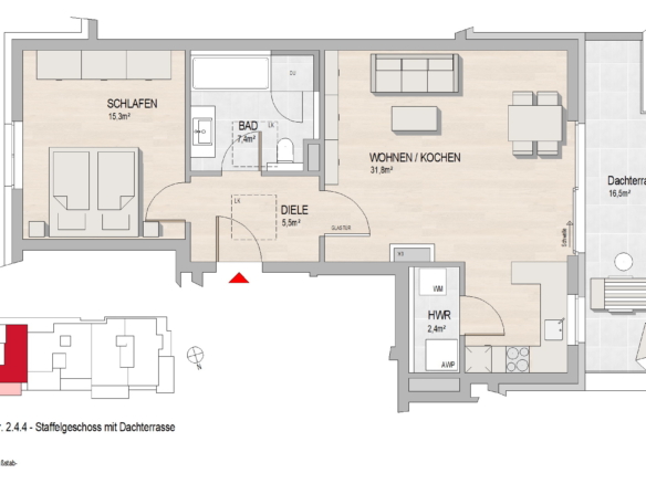 Grundriss Hochheim, Massenheimer Landstraße 14a, Whg. 2.4.4